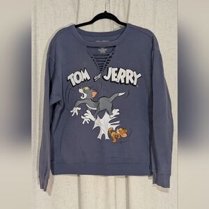 Tom and Jerry Women's Graphic Crew Neck Sweater - Navy